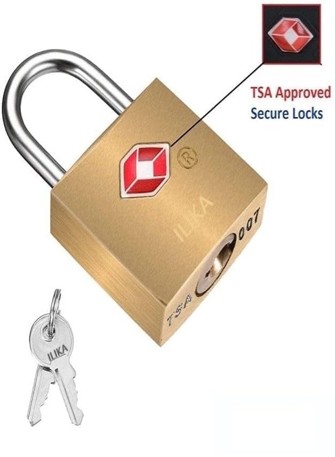 ILIKA Small Brass Lock TSA Approved with Keys,International Locks for Luggage Bag Travelling Locks Padlock (Gold) (1) - Image 3